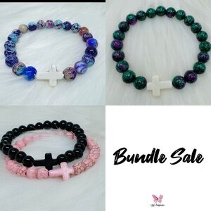 Wholesale Cross 8mm beaded Natural Stone Bracelets